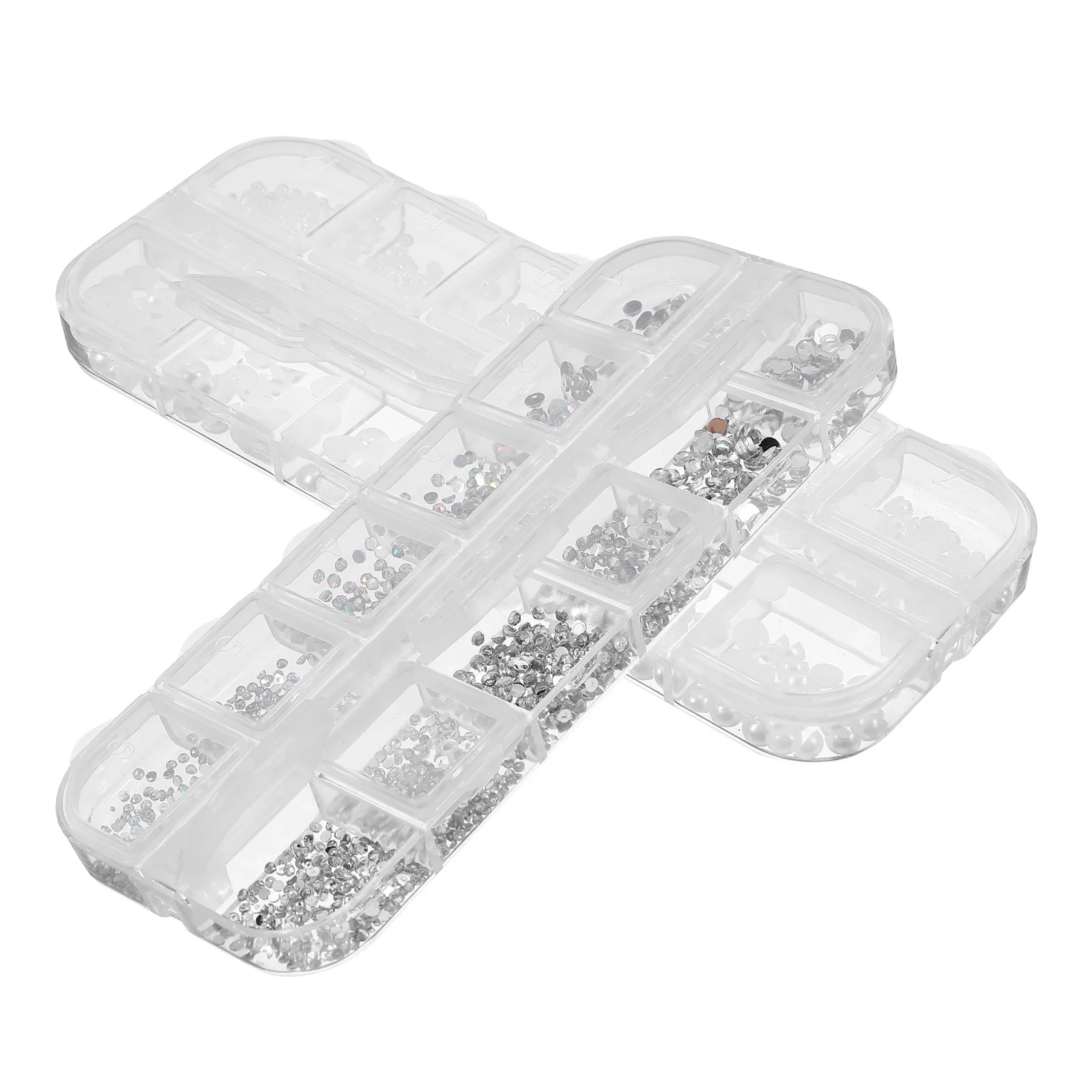 2 قطعة 2 صناديق اللؤلؤ شقة الراين مسمار الفن سحر الزينة الصغيرة للنساء Diy بها بنفسك مانيكير لوازم أدوات حفلات الزفاف #4