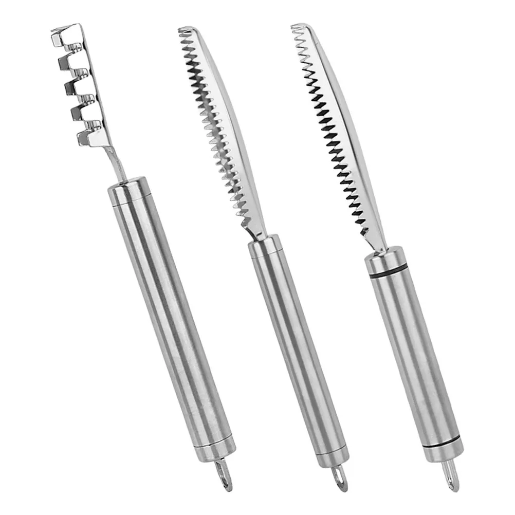 

3pcs Fish Scale Remover Stainless Steel Kitchen Tool For Fish Cleaning Multi-Use Metal Scraper Reusable Scale Remover