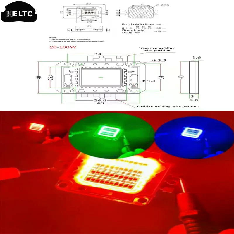 LED Chip 10W/20W/30W LED RGB Cob High Power LED Light Bead High Power Integrated Lamp Chip RGB Floodlight Spotlight Light Chip