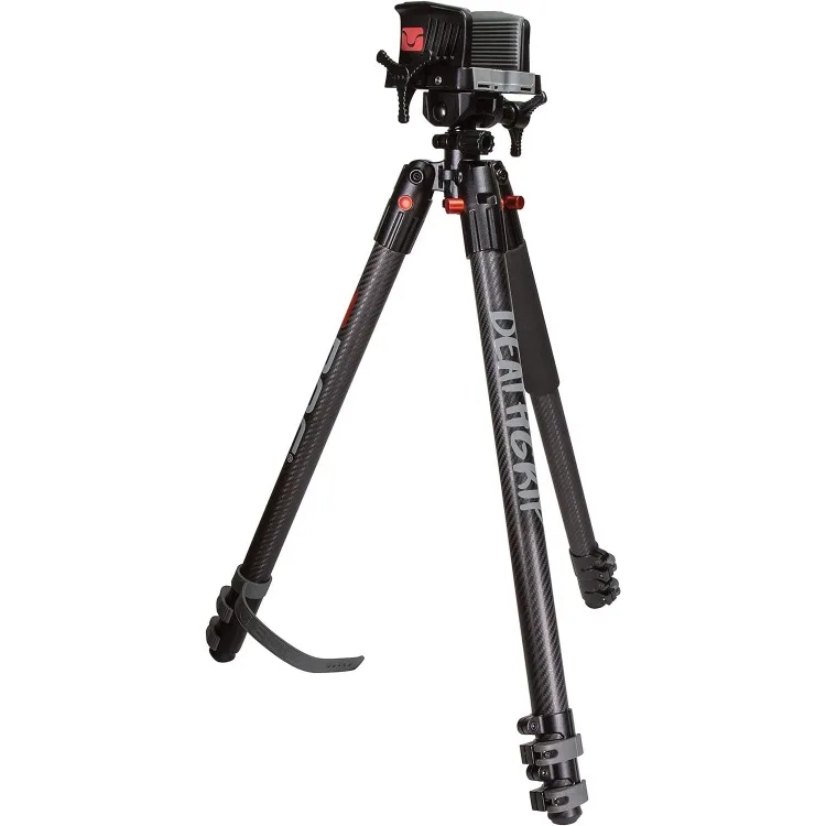 DeathGrip Carbon Fiber Tripod with Durable Frame, Lightweight, Stable Design, Bubble Level, Adjustable Legs, Shooting Rest,