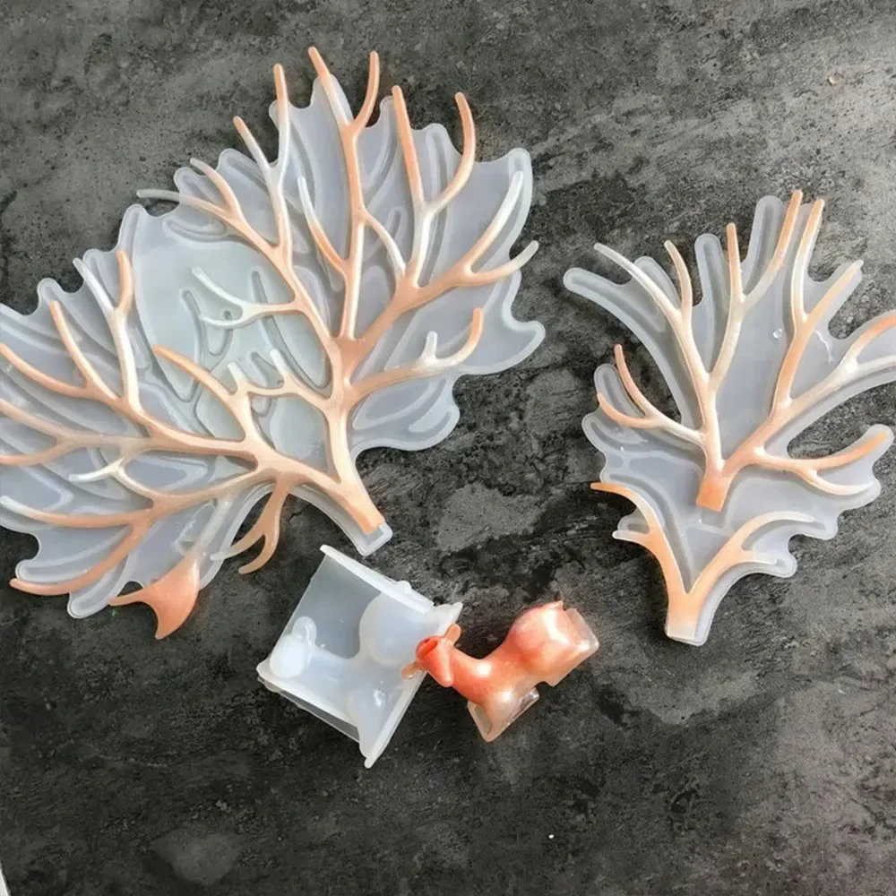 

3PCS Deer Animal Silicone Mold Elk Antler Branches Silicone Molds for Resin DIY For Jewelry Display Holder Resin Casting Mould