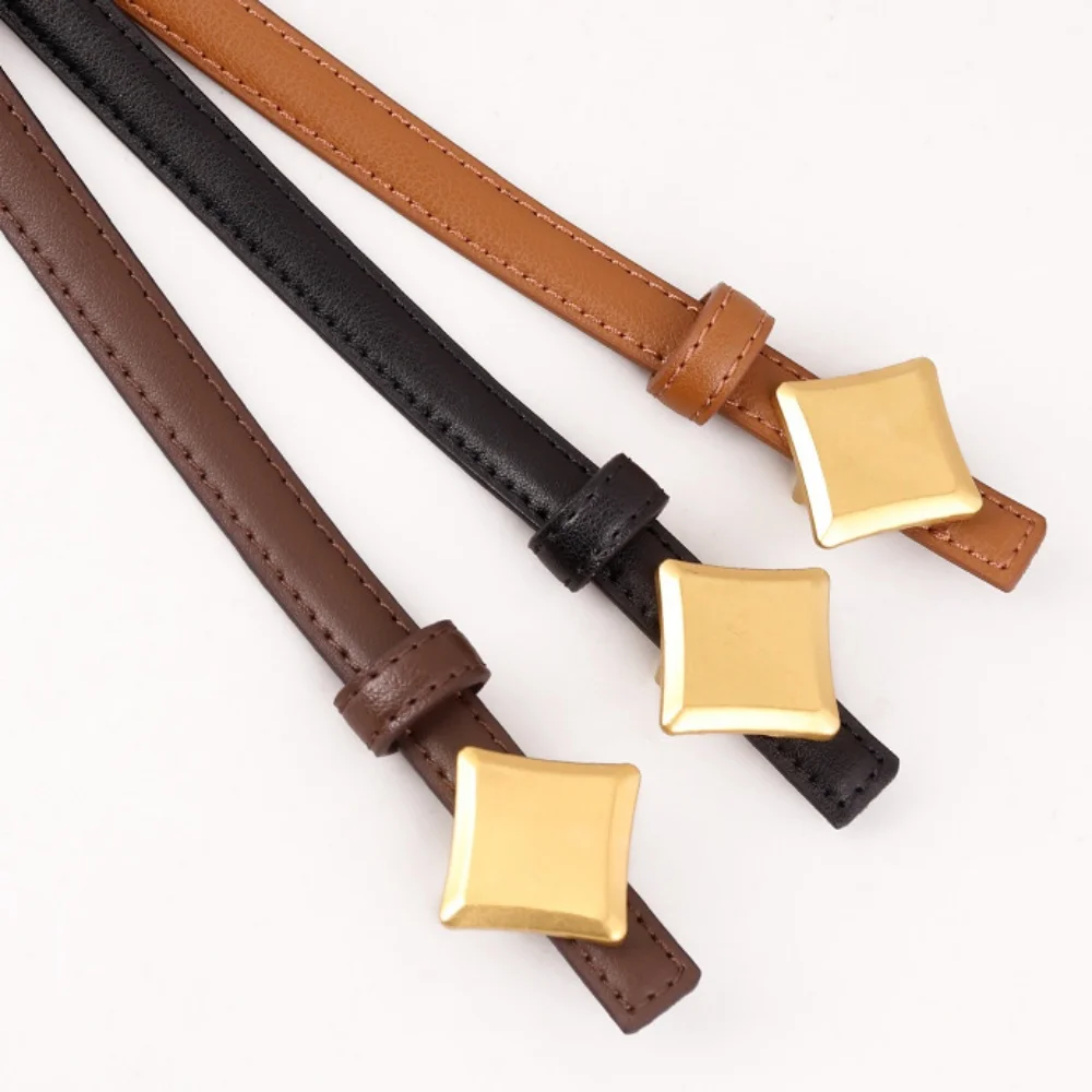 حزام نسائي أنيق رفيع كوري على الوجهين حزام الماس مشبك حزام عصري بسيط لتي شيرت جينز إكسسوارات الملابس