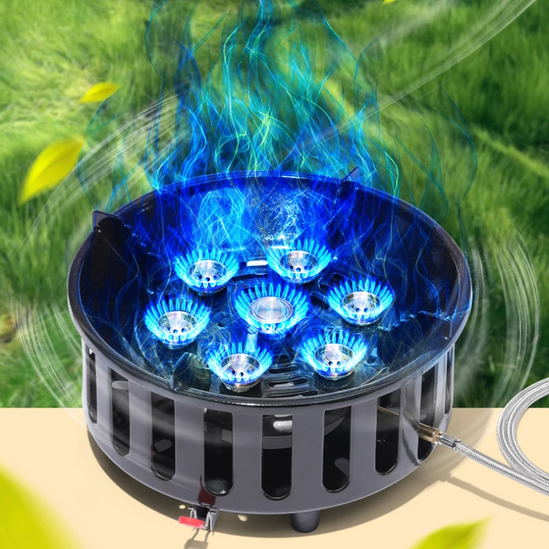 Portable Picnic Cookware Set Stainless Steel High-Power Stove Windproof Gas Barbecue Seven-Star Card Type