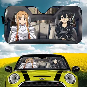 Sword Art Online Kirito And Asuna Driving Car Auto Sunshades