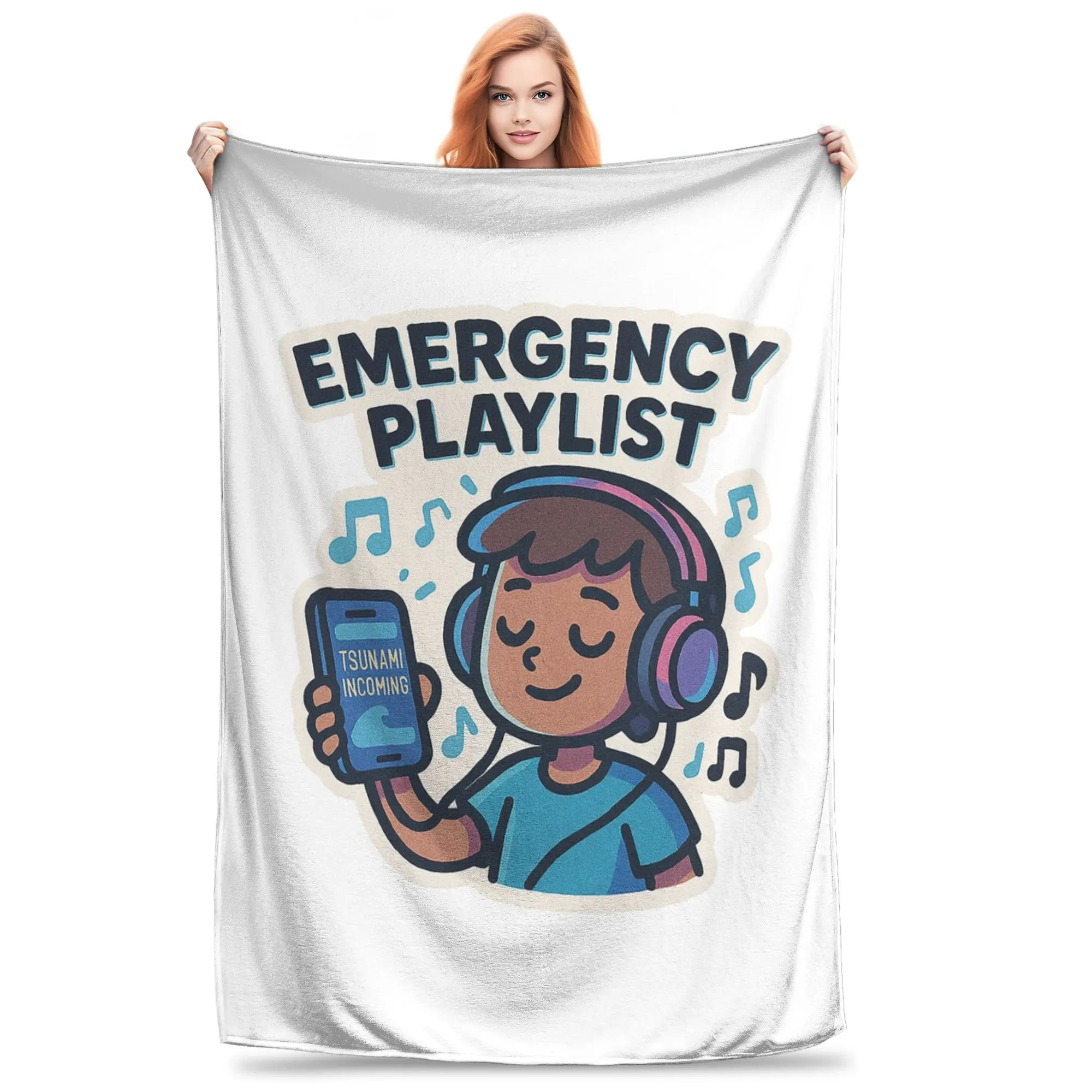 

Emergency Playlist Blankets Portable Fleece Sofa Throw Blanket for Home Bedroom Travel Throws Bedspread Quilt