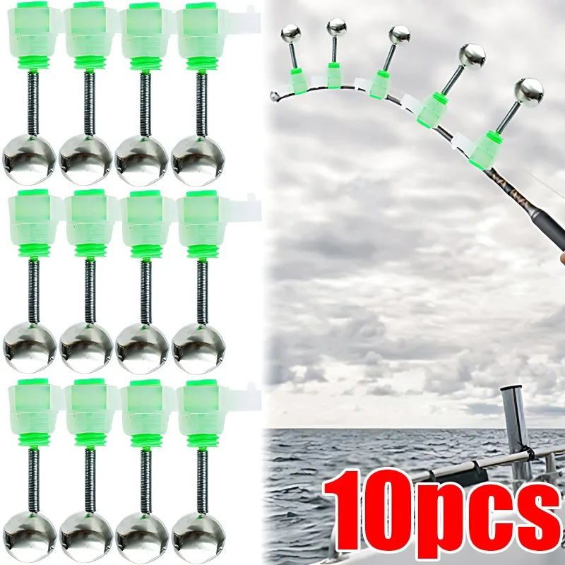 10/5Pcs Single Bells Fishing Indicator Bait Alarm Loud Sound Alert Bell Clips Night Fishing Rod Bell Tackle Outdoor Fishing Bell