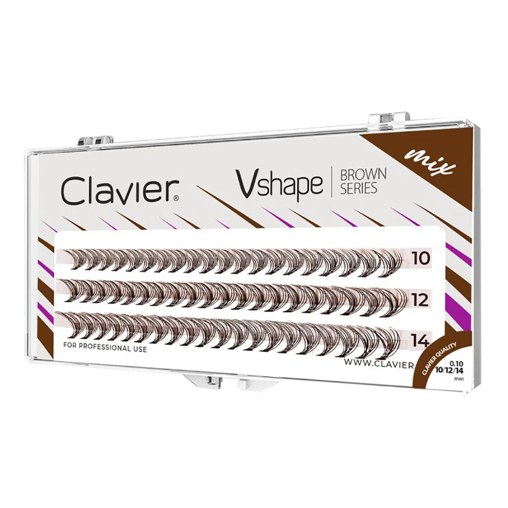 Clavier Clavier Vshape ใหม่มาถึงสีน้ําตาลขนตาส่วนบุคคล DIY Lash 3 แถวขนตาปลอมสําหรับแต่งหน้าร้อนขาย Natural Lash