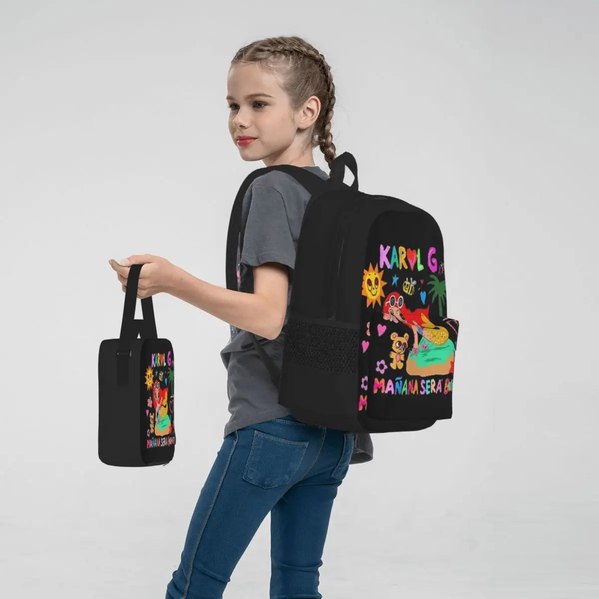 Manana Sera Bonito Karol G zaini ragazzi ragazze Bookbag studenti borse da scuola bambini zaino pranzo borsa penna Set tre pezzi