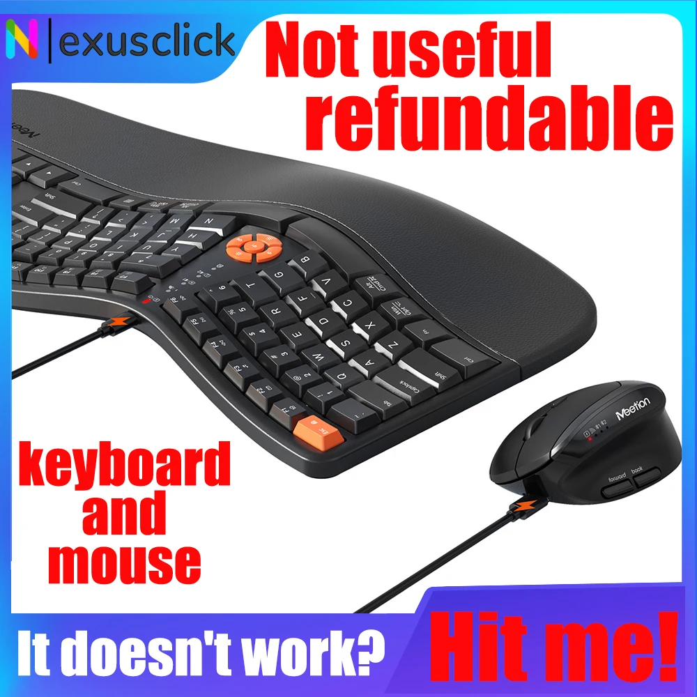 

Комплект беспроводной клавиатуры и мыши Bluetooth 2,4G с эргономичным дизайном, перезаряжаемой клавиатурой, подставкой для запястья и вертикальной мышью.