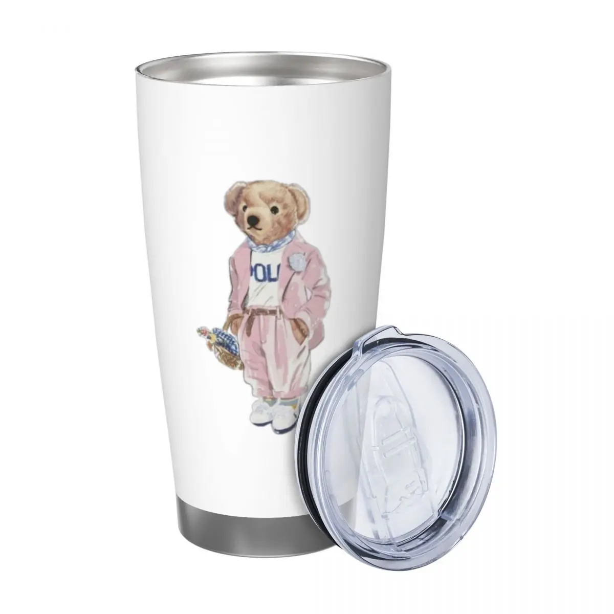 Ralph Bear 20oz Stainless Steel Car Mug Straw Thermal Iced Travel Cup Vacuum Insulated Coffee Hot Cup