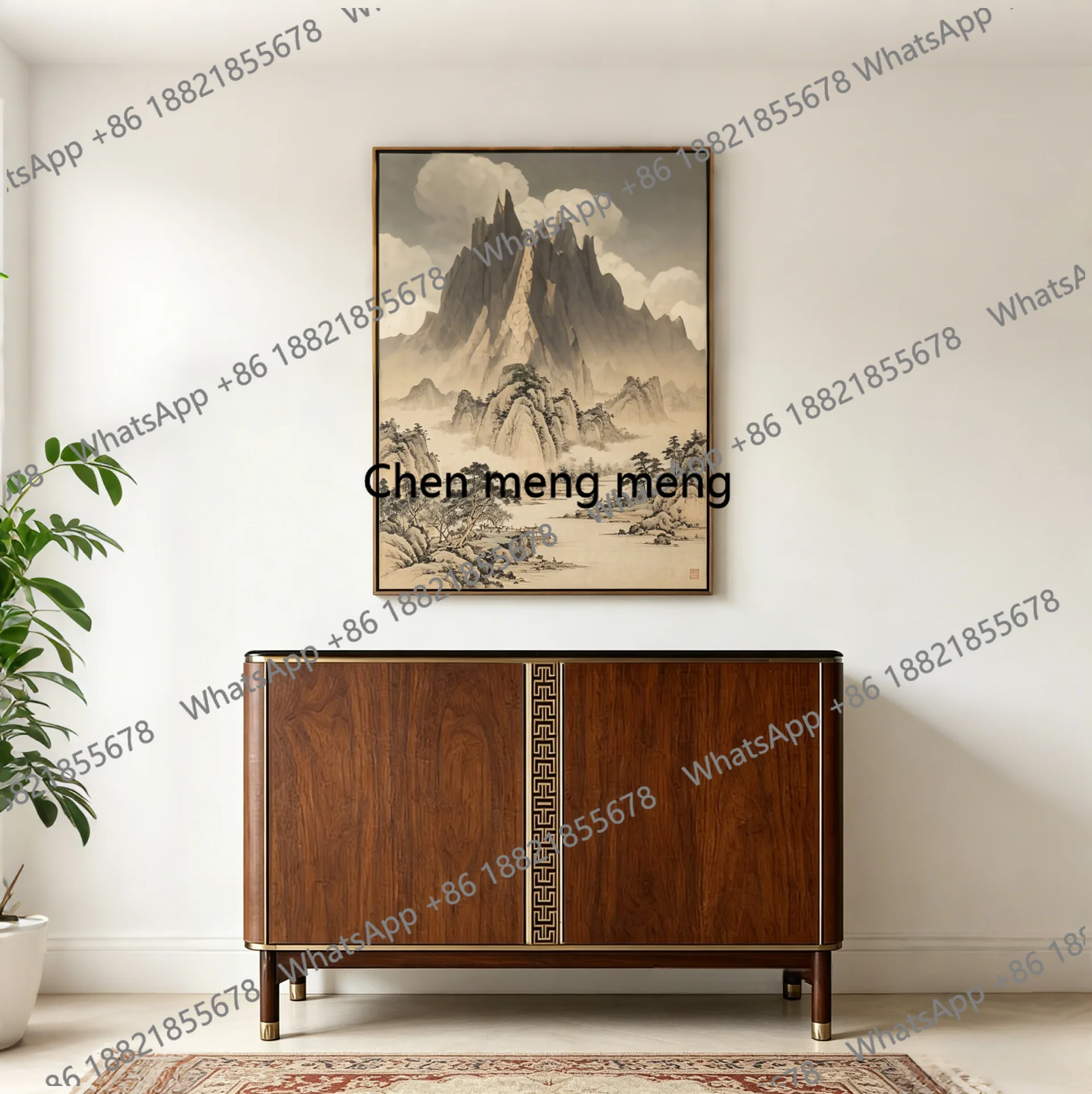 Meal side, swing door storage cabinet Modern simple light luxury locker Living room solid wood side cabinet