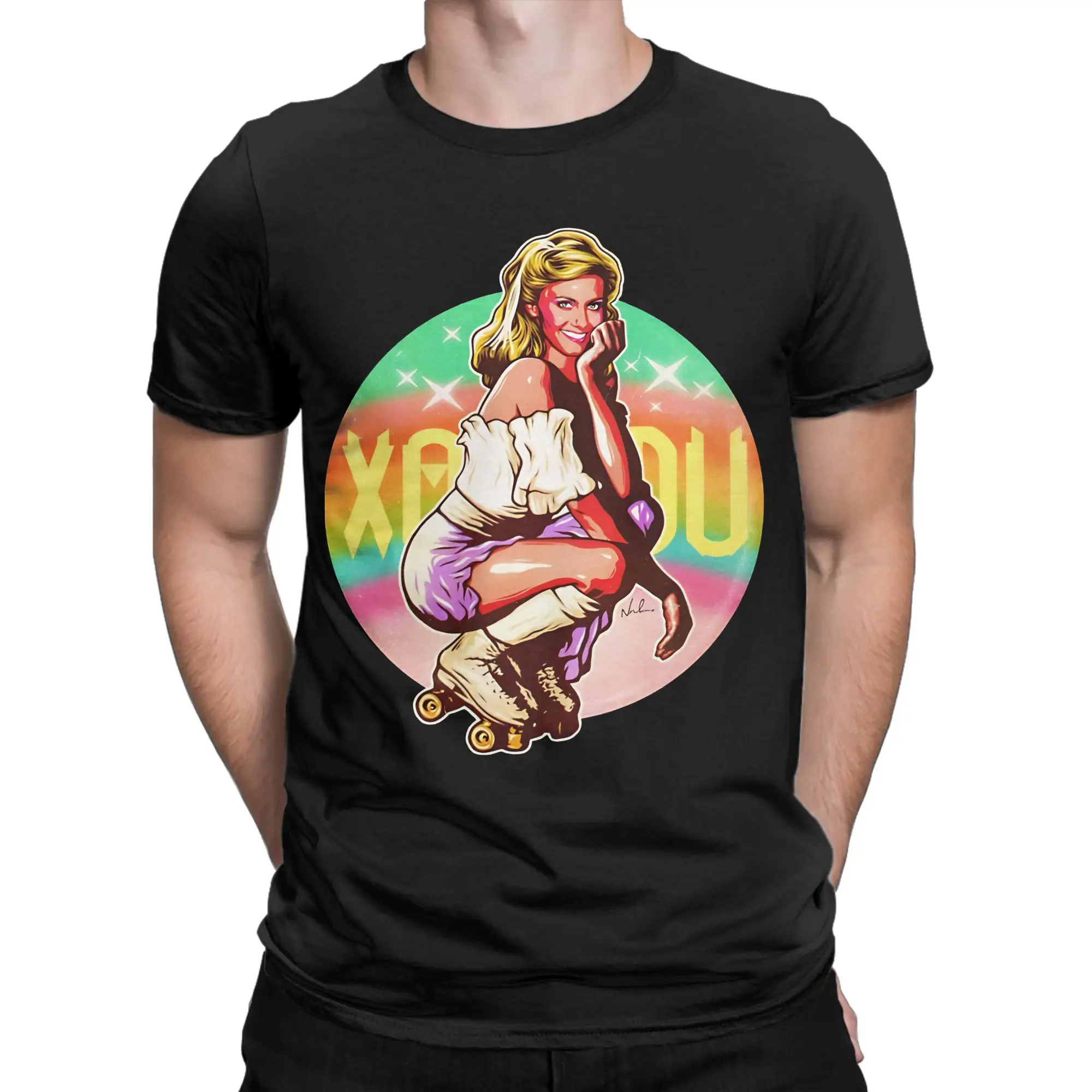 Disco Fever Aesthetic Classic Novelty Graphic O-Olivia Newton-John Camiseta 100% de algodón para hombre