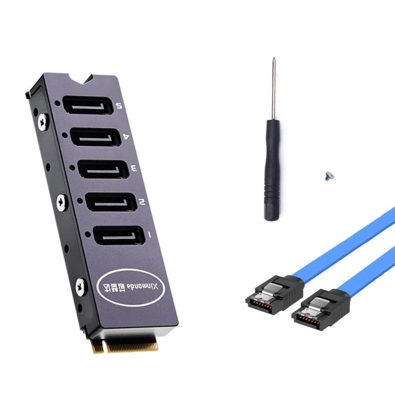 

SZ 5-Port SATA3.0 Adapter for M.2 NVMe SSDs 2280 6Gbps M.2 M-Key PCI-E to Sata Expansion Easy Installation and Setup-