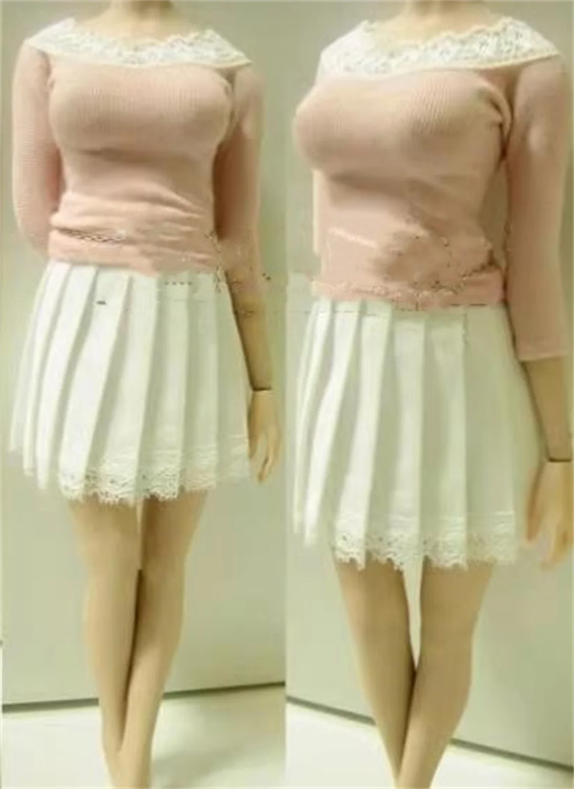 

1/6 Scale Female pink shirt White Pleated Dress Clothes l for 12'' figure Model toys