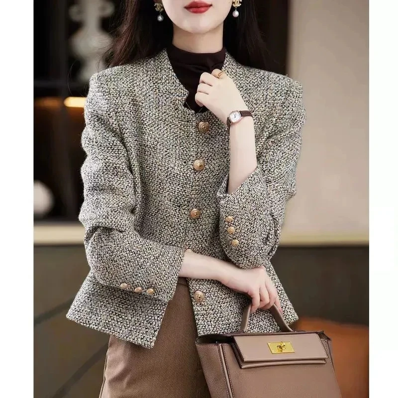 Nueva primavera otoño 2025 cómoda Be All-match abrigo corto de mujer temperamento avanzado chaqueta Casual femenina de manga larga