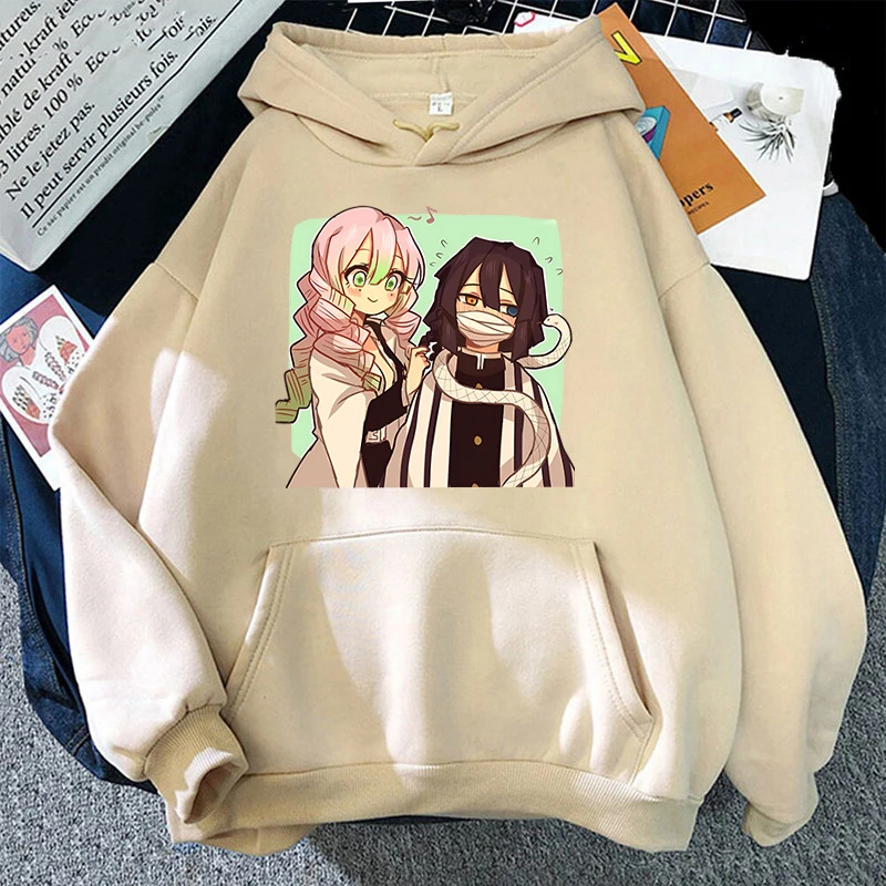 

New Fashion Hoodies Funny Anime Kanroji Mitsuri Iguro Obanai Hoodie Harajuku Sweatshirts Women Men Long Sleeve Couple's Clothes