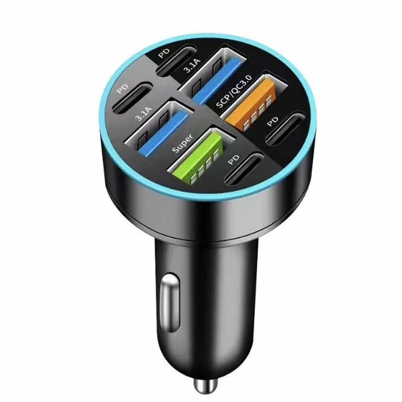 UYUXIO 8 in 1 USB C Car Phone Charger 4 USB A 4 PD Super Fast Charge Adapter for iPhone iPad Samsung