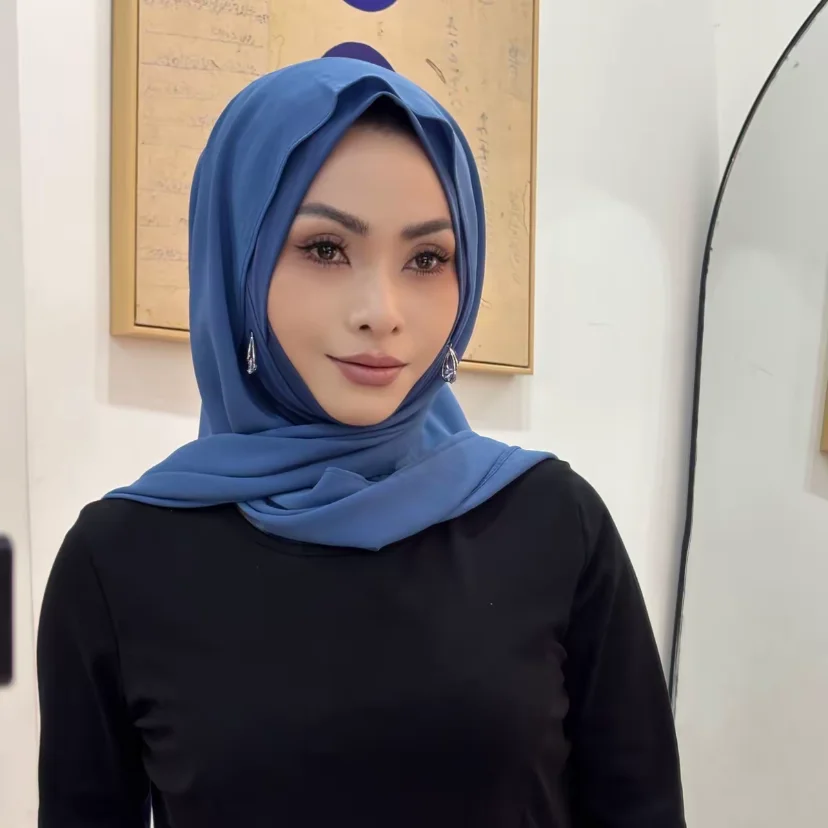 Muslim Arabian Women Rhinestone Elegant Autumn Two Layers Hijab