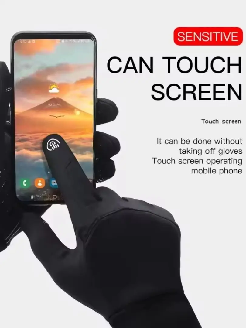 AliExpress Autumn Winter Outdoor Cycling Gloves Gym Fitness Sports Running Warm Touch Screen Nonslip Gloves Motorcycle Gloves Men Black