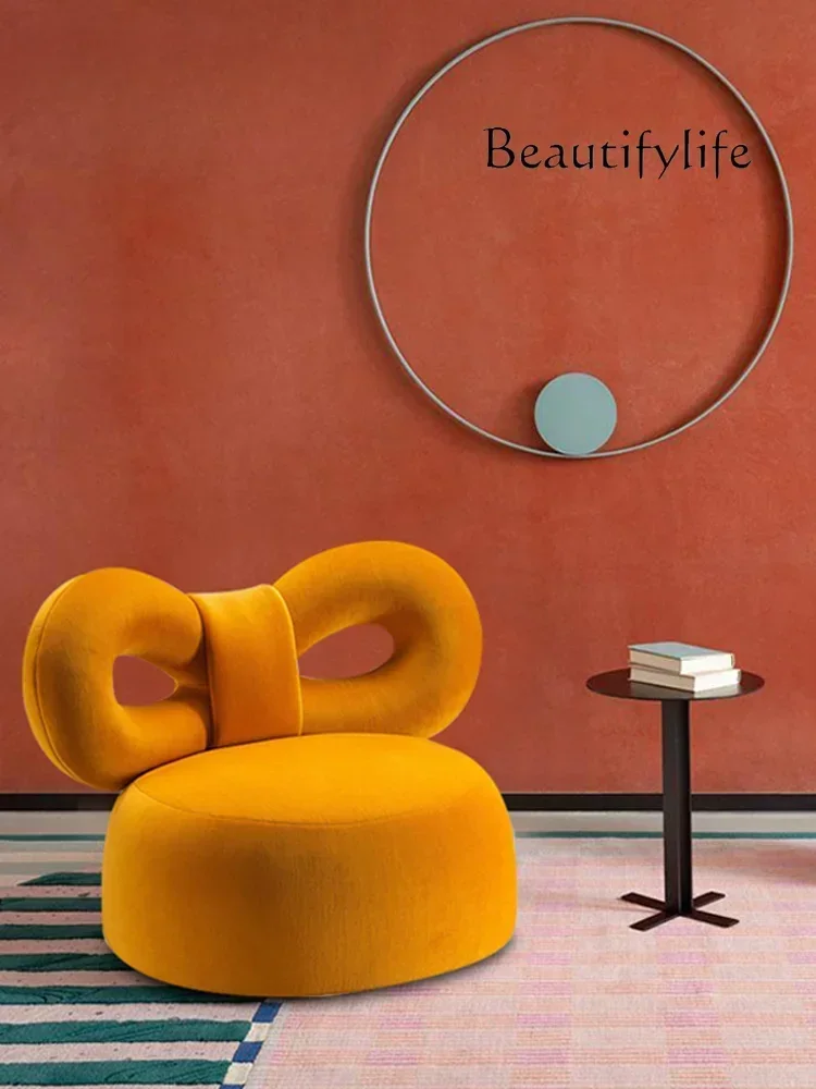 

leather sectional Nordic Home Bedroom Backrest Bow Makeup Chair Cream Style Velvet Fiberglass Sofa Chair