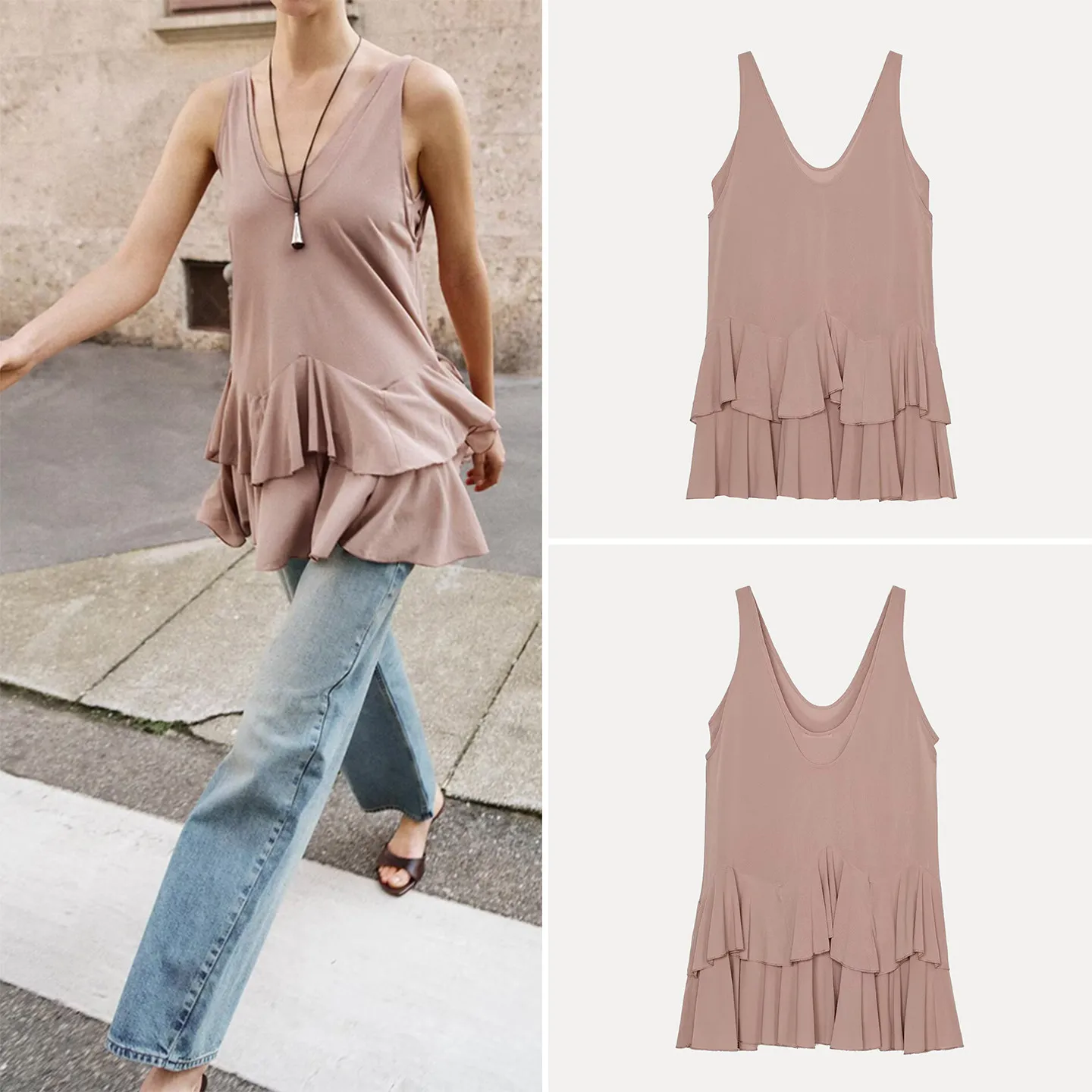 

Модное женское платье с V-образным вырезом, весна 2026, многослойное, декоративное, повседневное, свободного кроя, из других материалов, 100% свободный крой