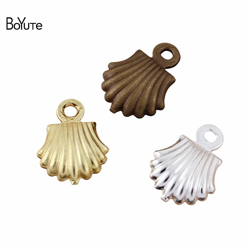 

BoYuTe (100 Pieces/Lot) Wholesale 7*10MM Metal Brass Hollow Shell Charms for Jewelry Making Handmade Materials