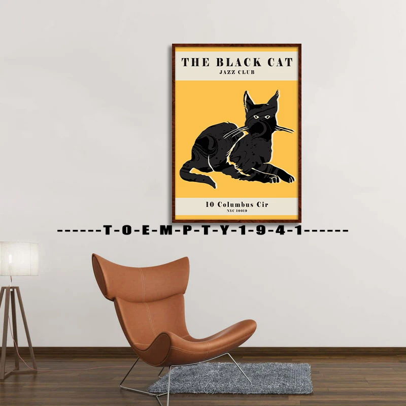 Black Cat Vintage Jazz Music Poster Canvas Printing Black Cat and Jazz Prints Gallery Wall Art Decor Bar Home Music Wall Decor