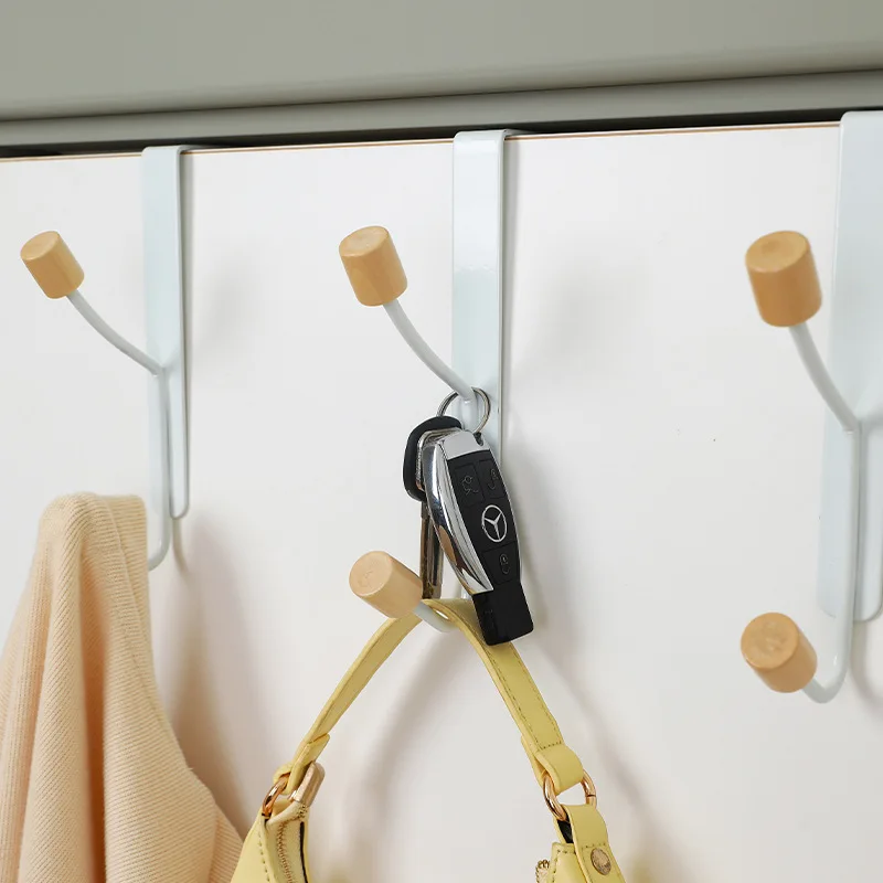 

3629 Coat Hook Japanese Style Simple Wood Double Hook Door Rear Hanging Clothes Hook Wall Hanging Door Back Storage Rack
