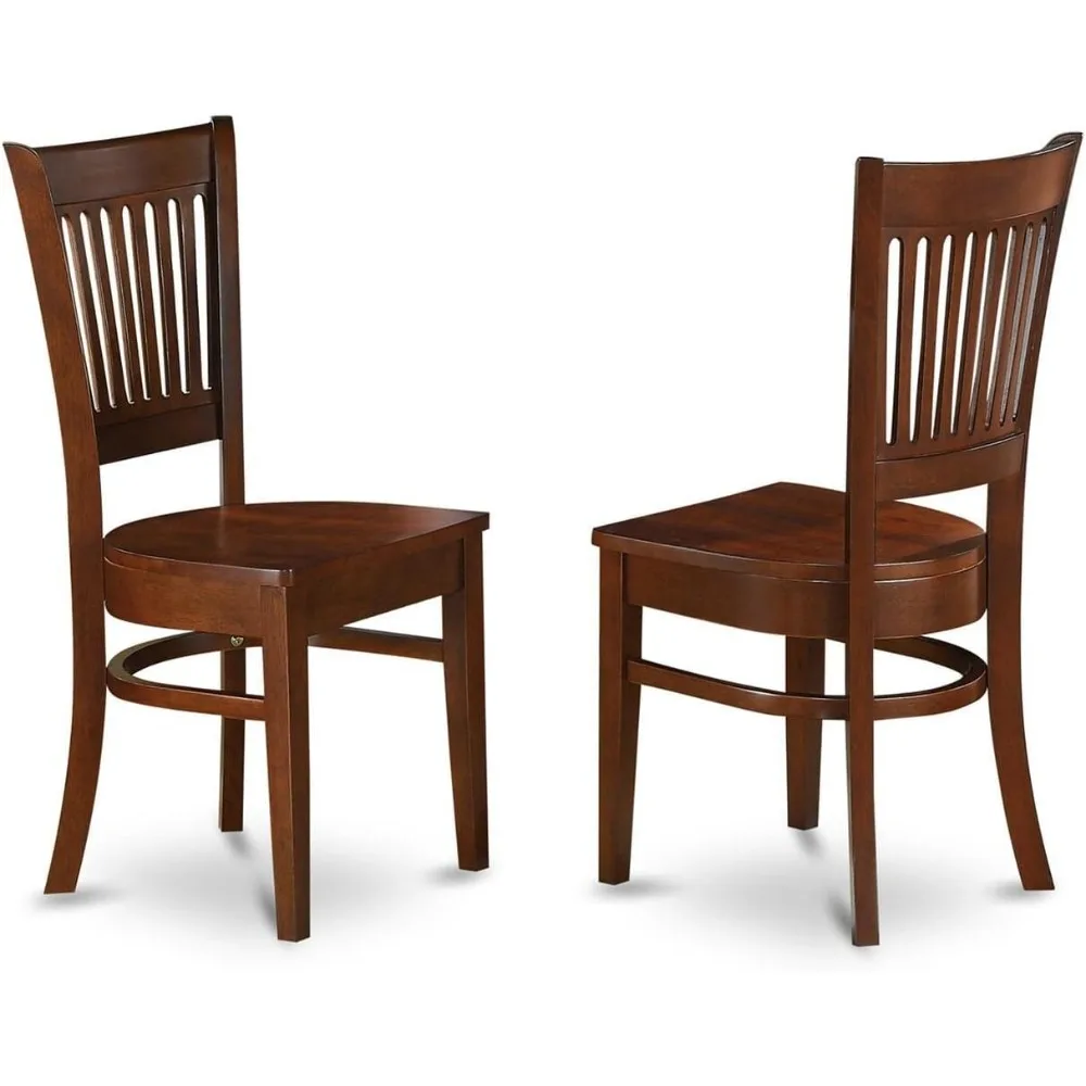 

Vancouver Kitchen Dining Chairs - Slat Back Wood Seat Chairs, Set of 2