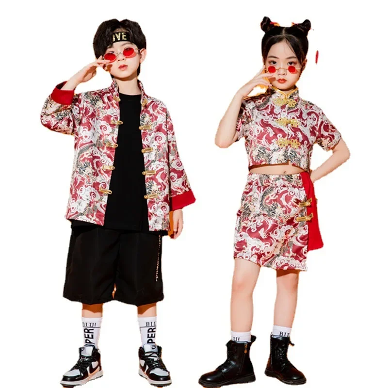 

Children's Chinese-style Choir Dress Girls' Cheongsam Primary School Sports Dress Boys' Kindergarten Costume