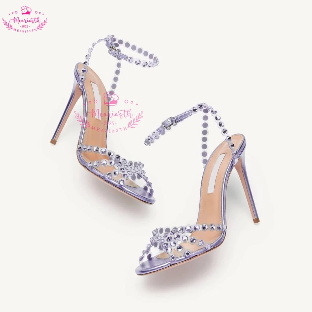 Temperament Jelly Diamond Sandals High Heels Sexy Stiletto Heel peep Toe High Heels Party Large Size Fashion Women's Sandals