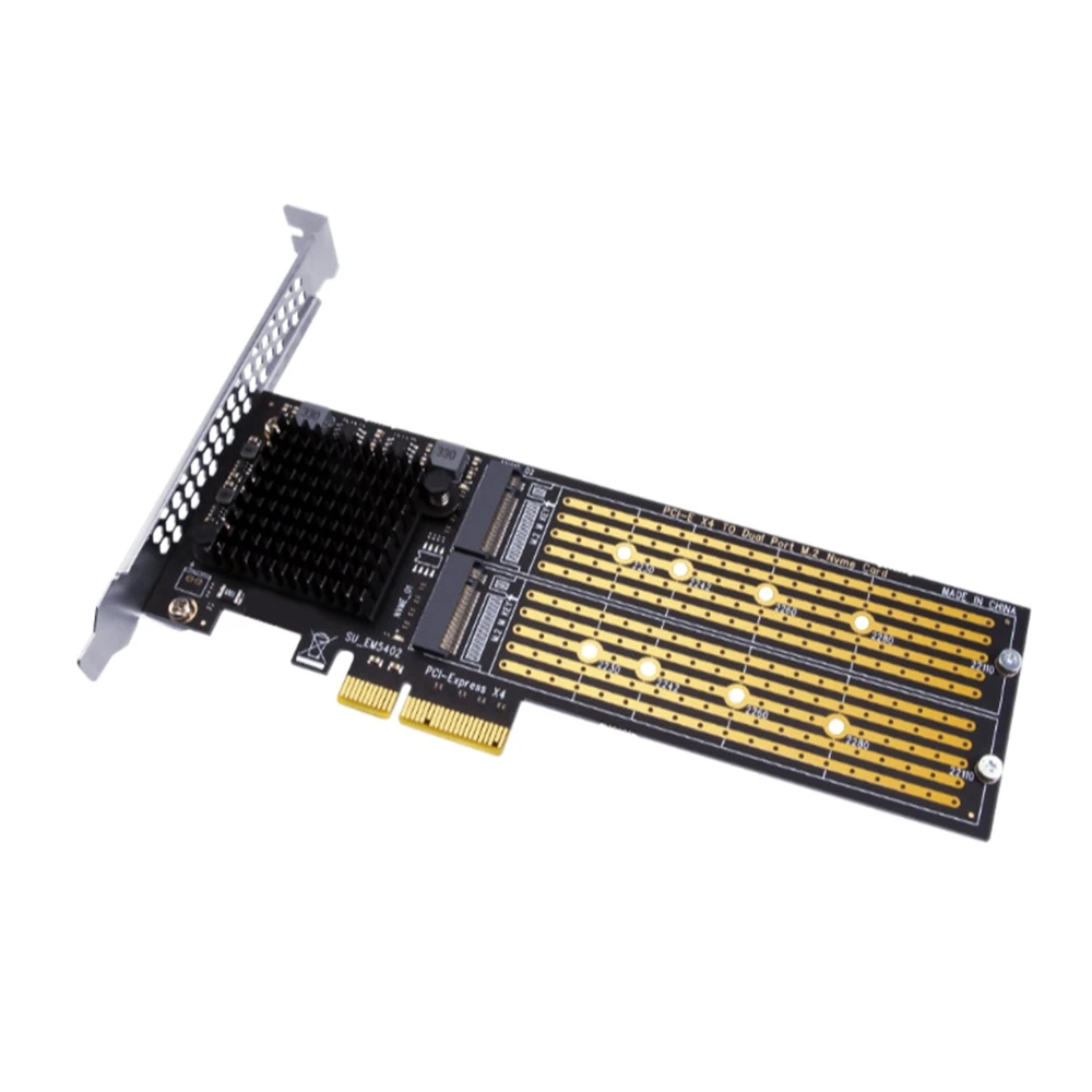 

PCI-E to NVME Adapter Card M.2 M-KEY NVME Protocol Dual Bay Array Adapter Board Supports PCI-E X8 / X4 / X16 Card Slot