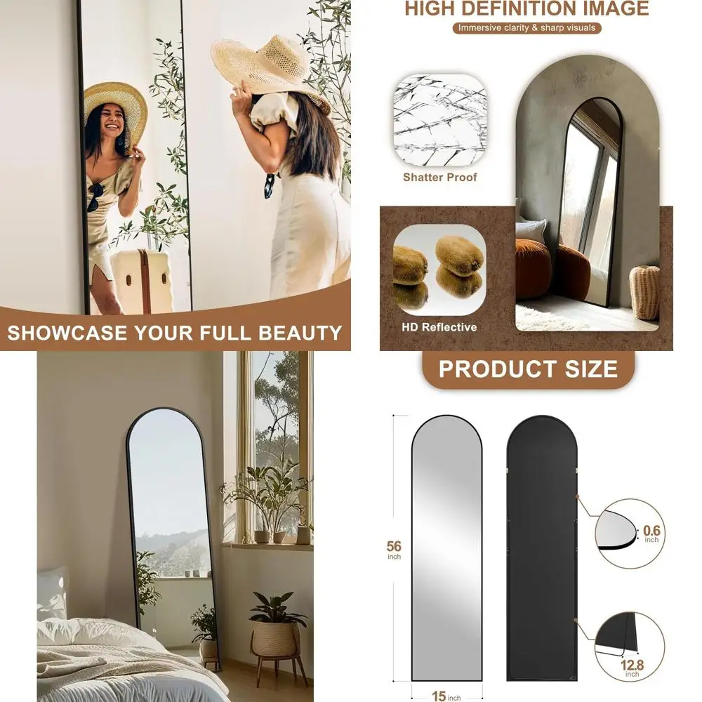 مرآة مقوسة كاملة الطول مع حامل لمدخل المنزل والممر والحمام #1