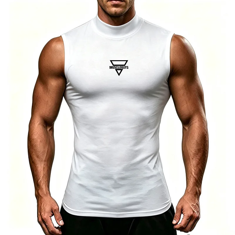 Men Quick Dry Vest Polyester Elastic Compression Sleeveles Tank Top Summer Gym Workout Fitness weightlifting Training Sportswear