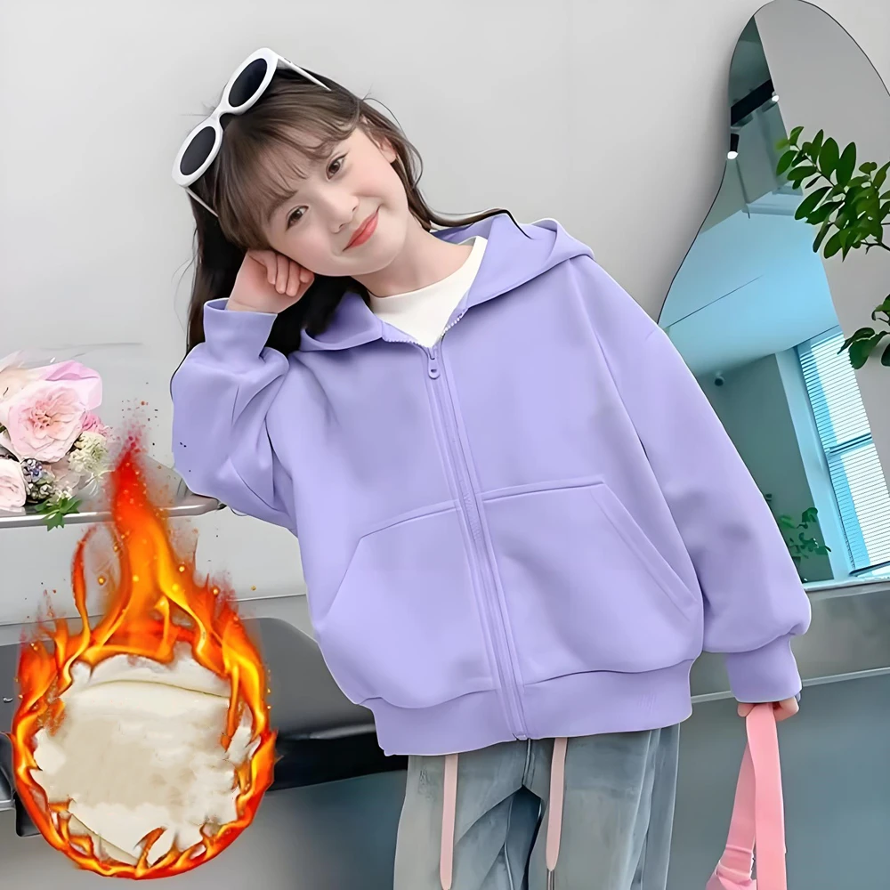 Pink Zipper Style Coat Children Hoodies Girls Boys Age 3-12 Pullover Leisure Kids Sweatshirts Festival Gifts Autumn Winter