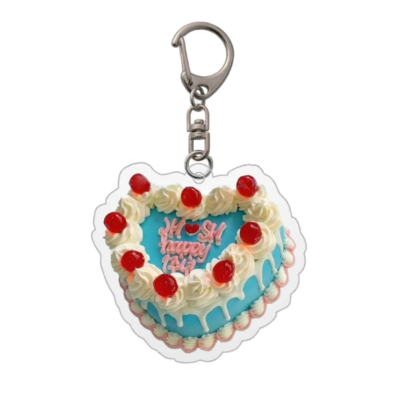 Acrylic Cake Keychain Decorative Pendant Creativity Interesting Couple Keychain