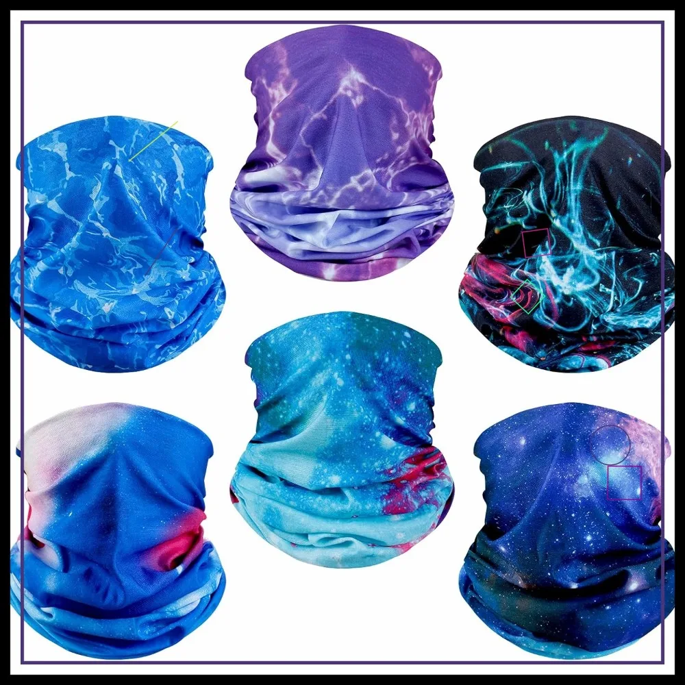 

6 Pack Neck Gaiter Elastic Balaclava Face Mask Versatile Bandana for Men Women