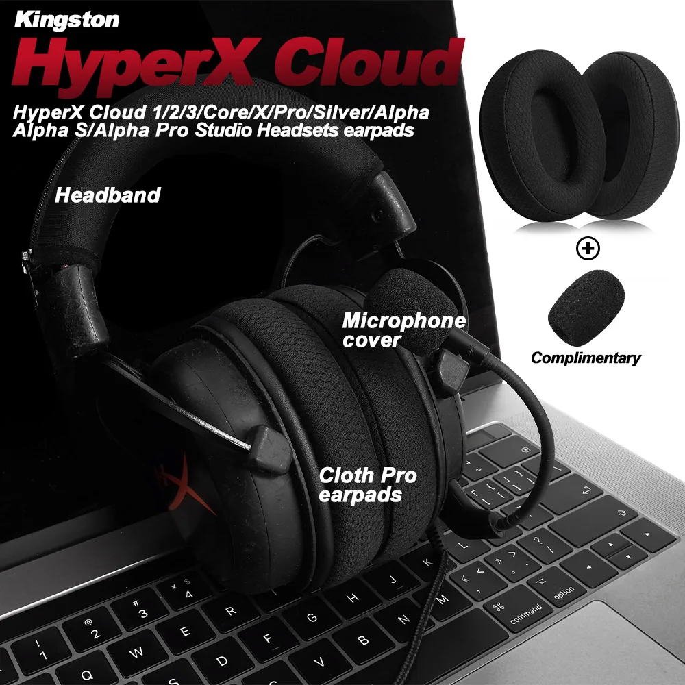 وسادات أذن إسفنجية بديلة لسماعات الرأس HyperX Cloud 123 Alpha, II,III,Stinger,Silver,Core,X,S,Pro وسادات أذن من رغوة الذاكرة Protein