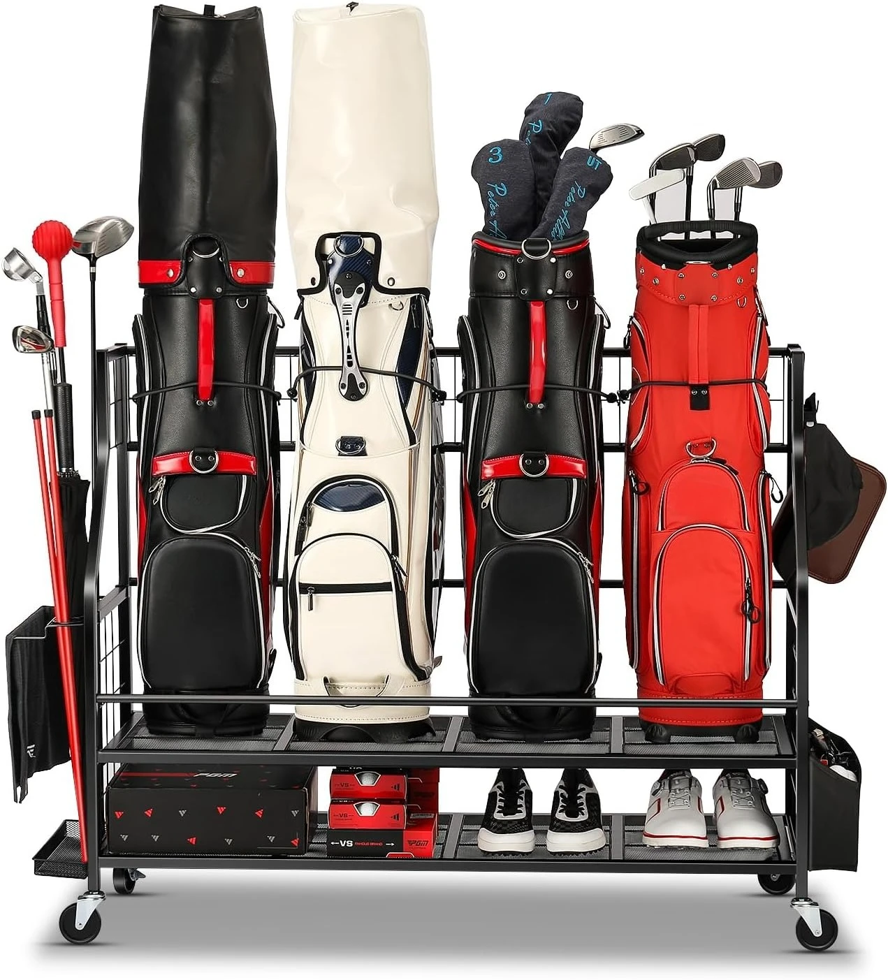 Golf Equipment Organizer For Garage - Rak Penyimpanan Tas Golf Logam, Organizer
