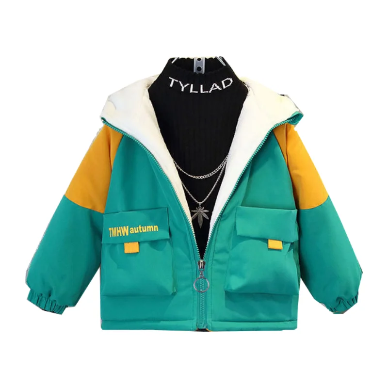 Boys Coat Overcoat Jacket Windbreak Outerwear 2024 Green Winter Autumn Cotton High Quality Christmas Gift Children\'s Clothing