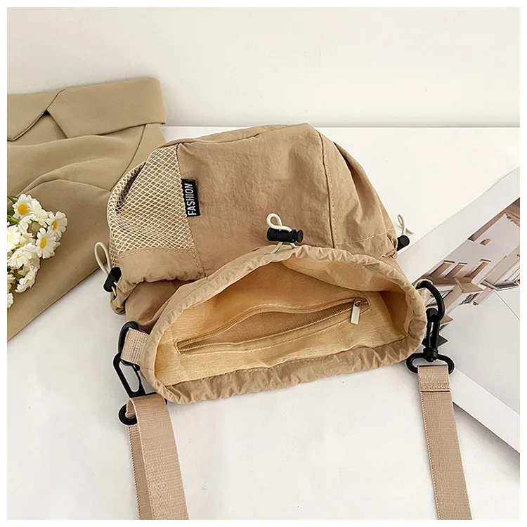 2026 Frühling Nylon Casual Umhängetasche für Damen, Modische Kordelzug-Beuteltasche, Vielseitige Handytasche für Unterwegs – Detail 17