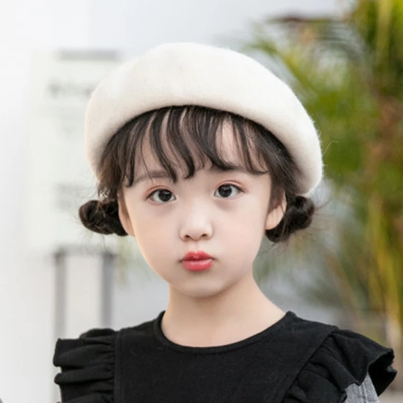 Spring Autumn Winter Kids Caps Girl Berets Fashion Solid Color Children Hats Sweet Wool Cap for Toddlers Baby Painter Hat