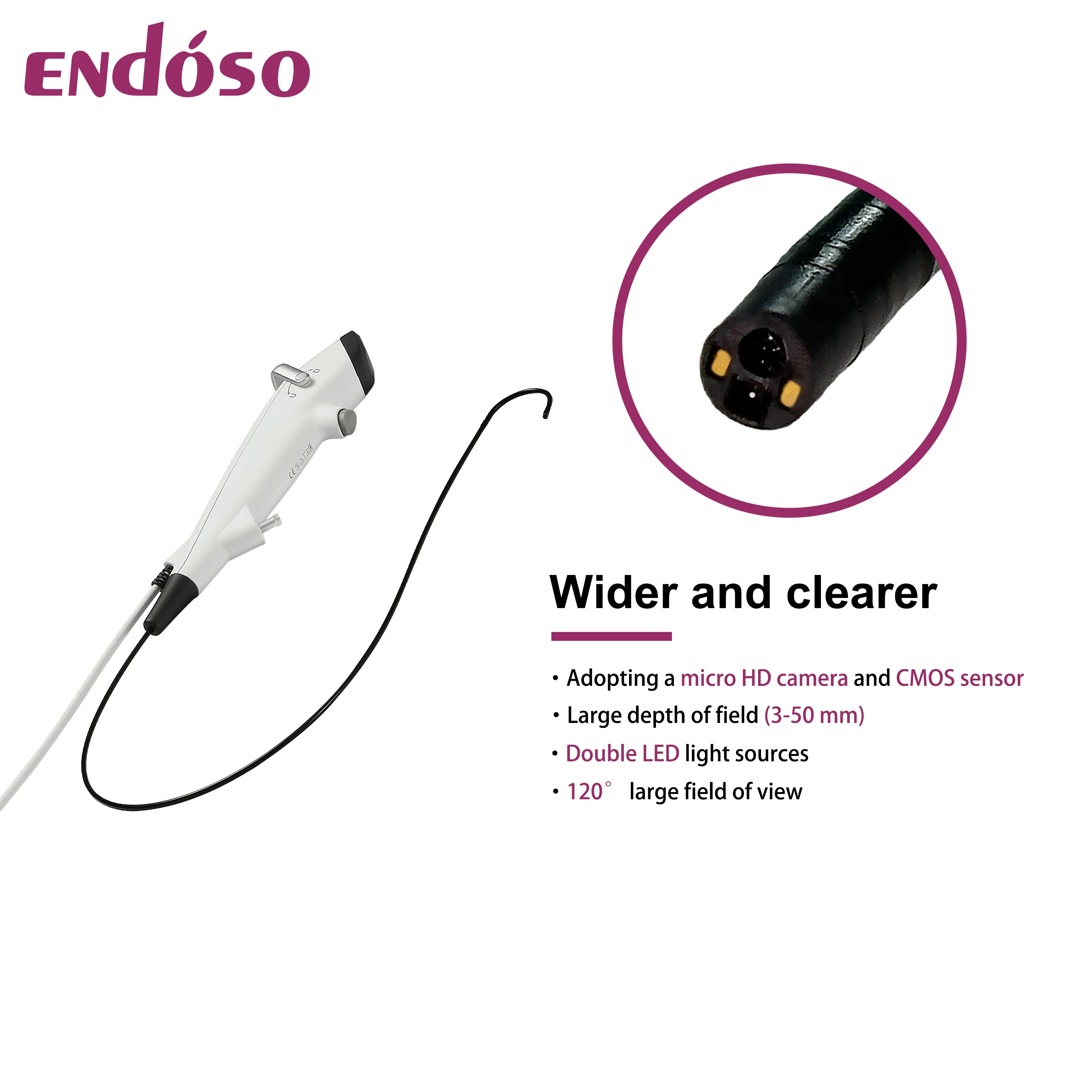 Factory Price 7.5fr Flexible Intubation Electronic Digital Disposable Video Flexible Ureteroscope for Urological Stone Surgery