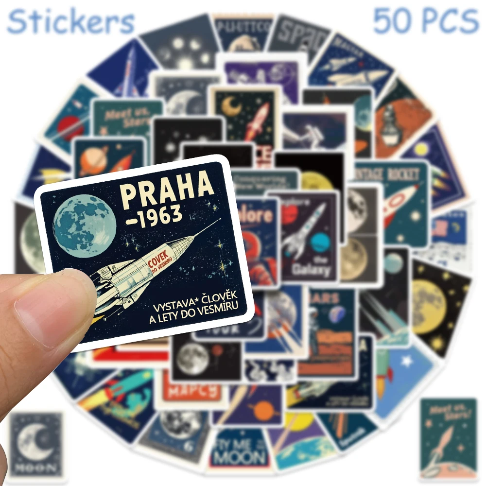 50pcs Space Travel Planner Stickers Decals For Phone Scrapbook Skateboard Luggage Refrigerator Aesthetic Waterproof Stickers