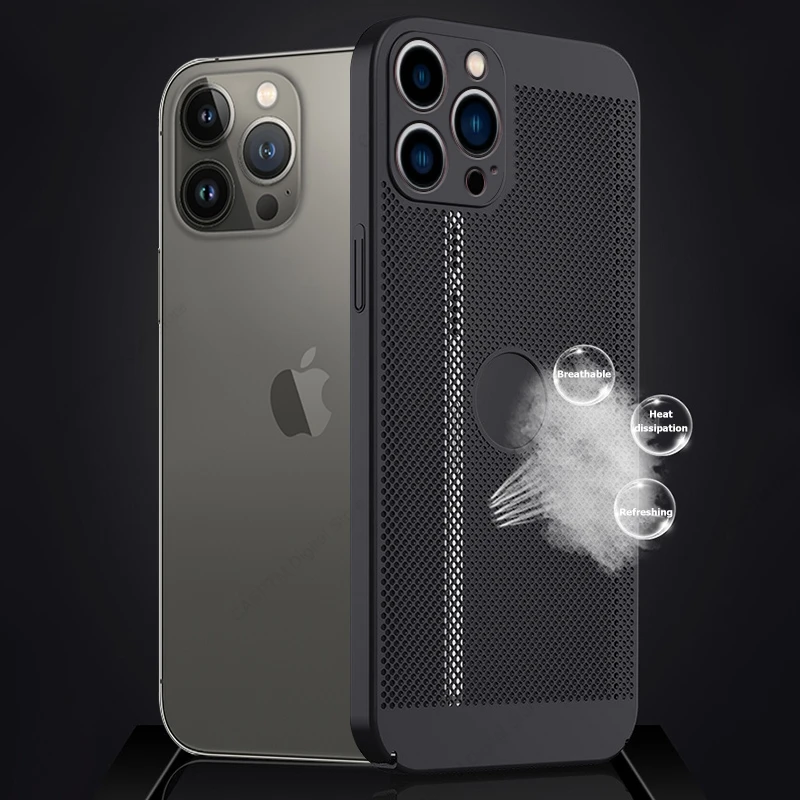 حافظة شبكية لتبديد الحرارة لهاتف آيفون 16 15 14 13 12 11 Pro Max XS Max XR X حافظة تبريد قابلة للتنفس غطاء شحن لاسلكي
