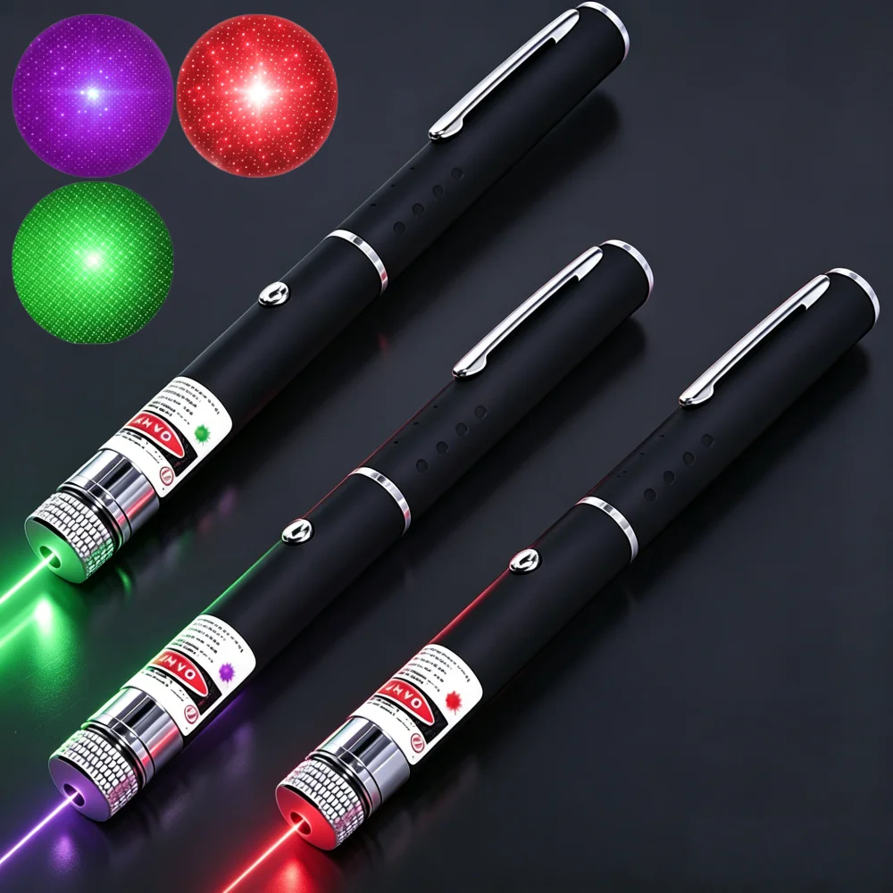 (Piles non fournies) Pointeur laser vert et rouge, outil pédagogique, jouet automatique pour chat, stylo laser à focalisation, combinaison stylo-laser