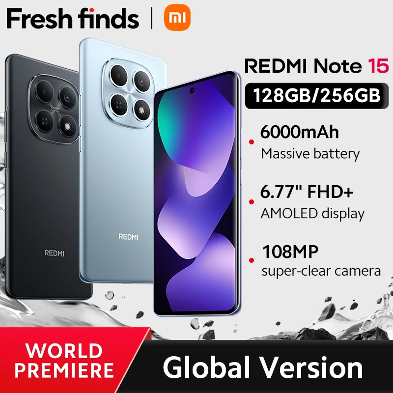 【World Premiere】Global Version Xiaomi Redmi Note 15 MTK Helio G100-Ultra Smartphone 6.77" AMOLED display 108MP camera 6000mAh