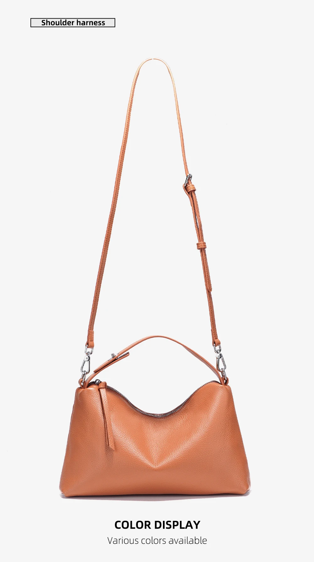Zency Echtes Leder Tophandle Tasche Mode Hobo Tasche Frauen Schulter Handtasche Umhängetasche Designer Elegante Weiße Satchel Retro Braun – Detail 11