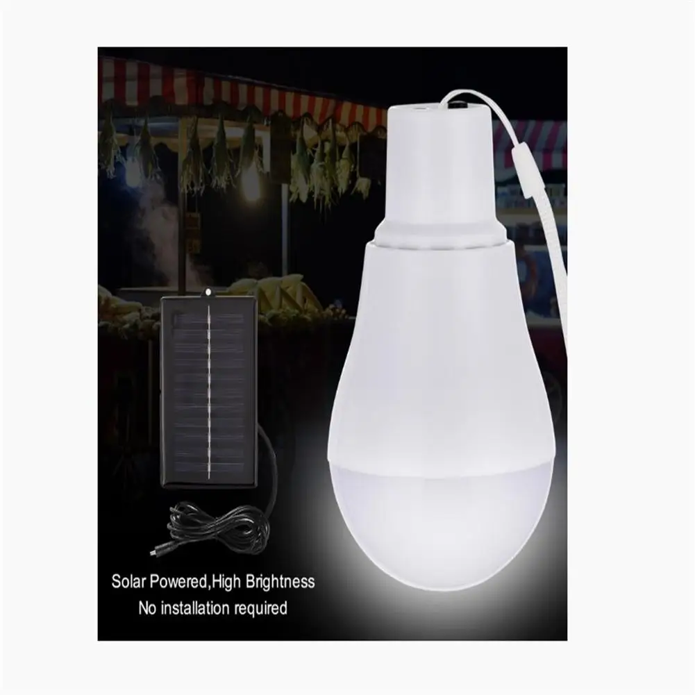 Outdoor LED Solar Lamp Bulb Waterproof Portable Solar Garden Hanging Light Hiking Fishing Emergency Lights