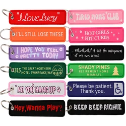 Quotations Series Keychain for Motorcycles Embroidery Key Fobs Holder Men Women Key Tag Jet Tag Key Ring Accessories